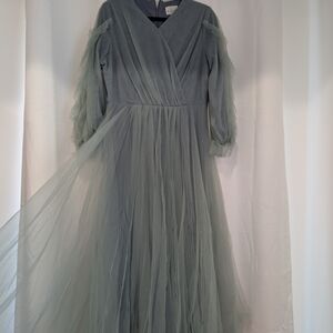 Dainty Jewells Slate Blue V-Neck Dress